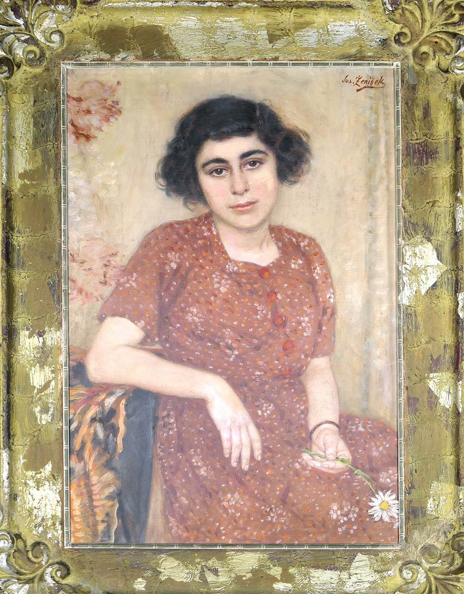 Josef Ženíšek (1855-1944) - Dívka s kopretinou