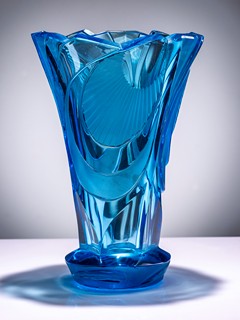 Rudolf Hloušek (1909 - 1992) - Art Deco váza „Vlny“ | Umělecké sklo Železný Brod (vlastní brusírna a rafinerie)