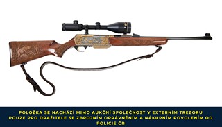 Umělecky rytá, zlatem zdobená a umělecky řezbovaná samonabíjecí lovecká kulovnice | Browning, umělečtí kovorytci a řezbáři | Belgie / Česká republika