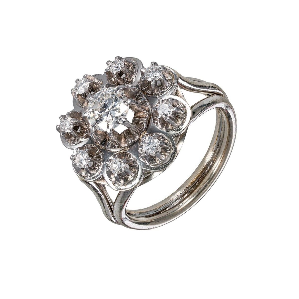 Diamantový prsten z bílého zlata se vzácně bílými diamanty 0,67 ct – certifikováno