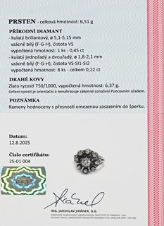 Diamantový prsten z bílého zlata se vzácně bílými diamanty 0,67 ct – certifikováno
