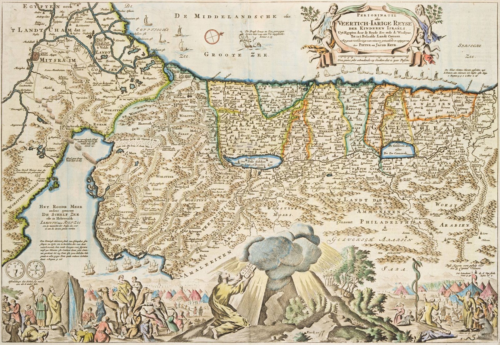 RUČNĚ KOLOROVANÁ MAPA PALESTINY