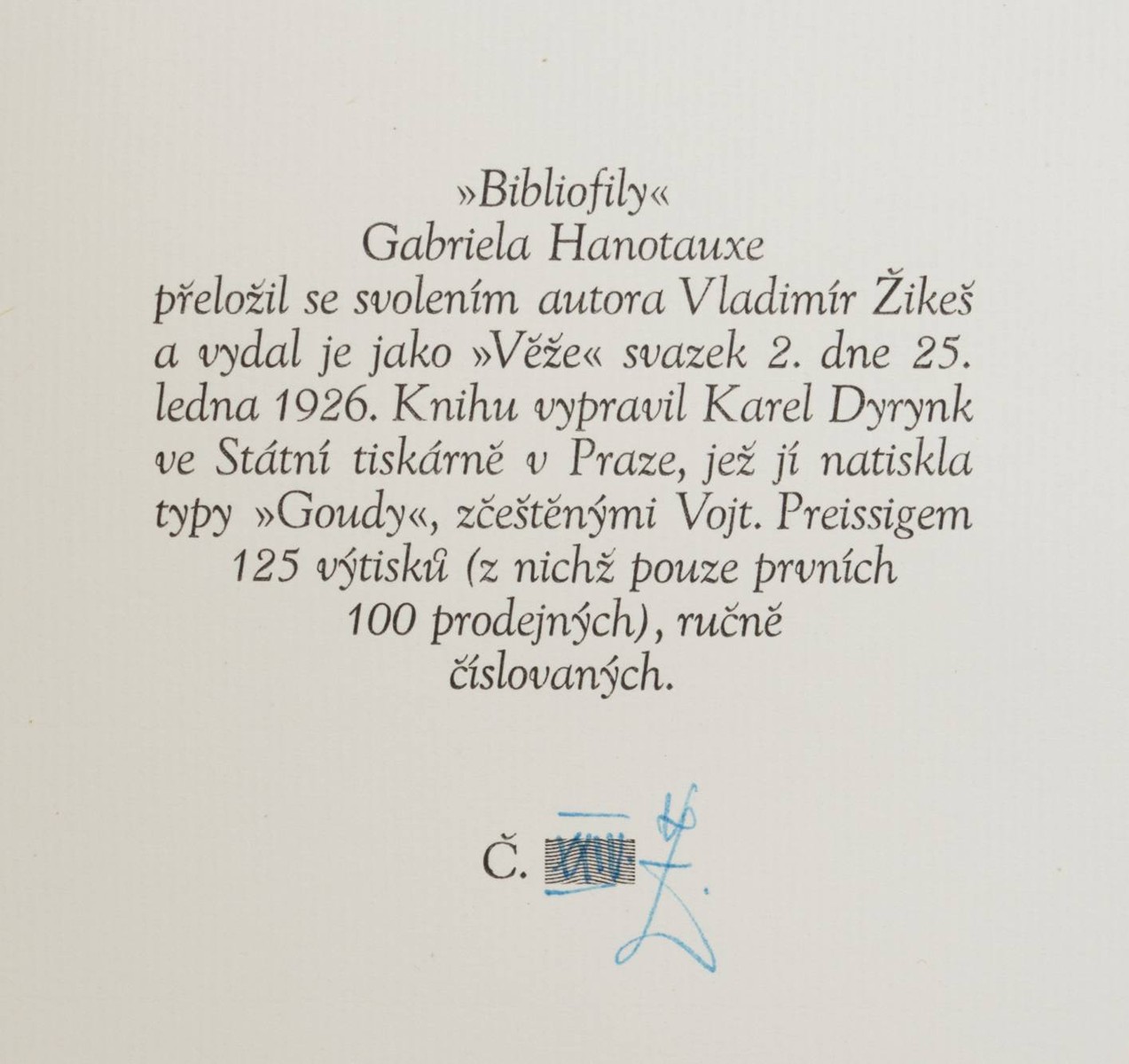 Gabriel Hanotaux (1853-1944) Josef Hodek (1888-1973) - BIBLIOFILOVÉ