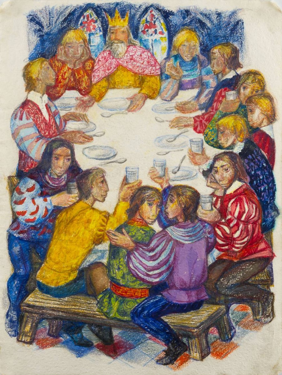 Míla Doleželová (1922-1993) - BAREVNÁ STUDIE K ILUSTRACI POHÁDKY "CHYTRÝ ZAMUR"