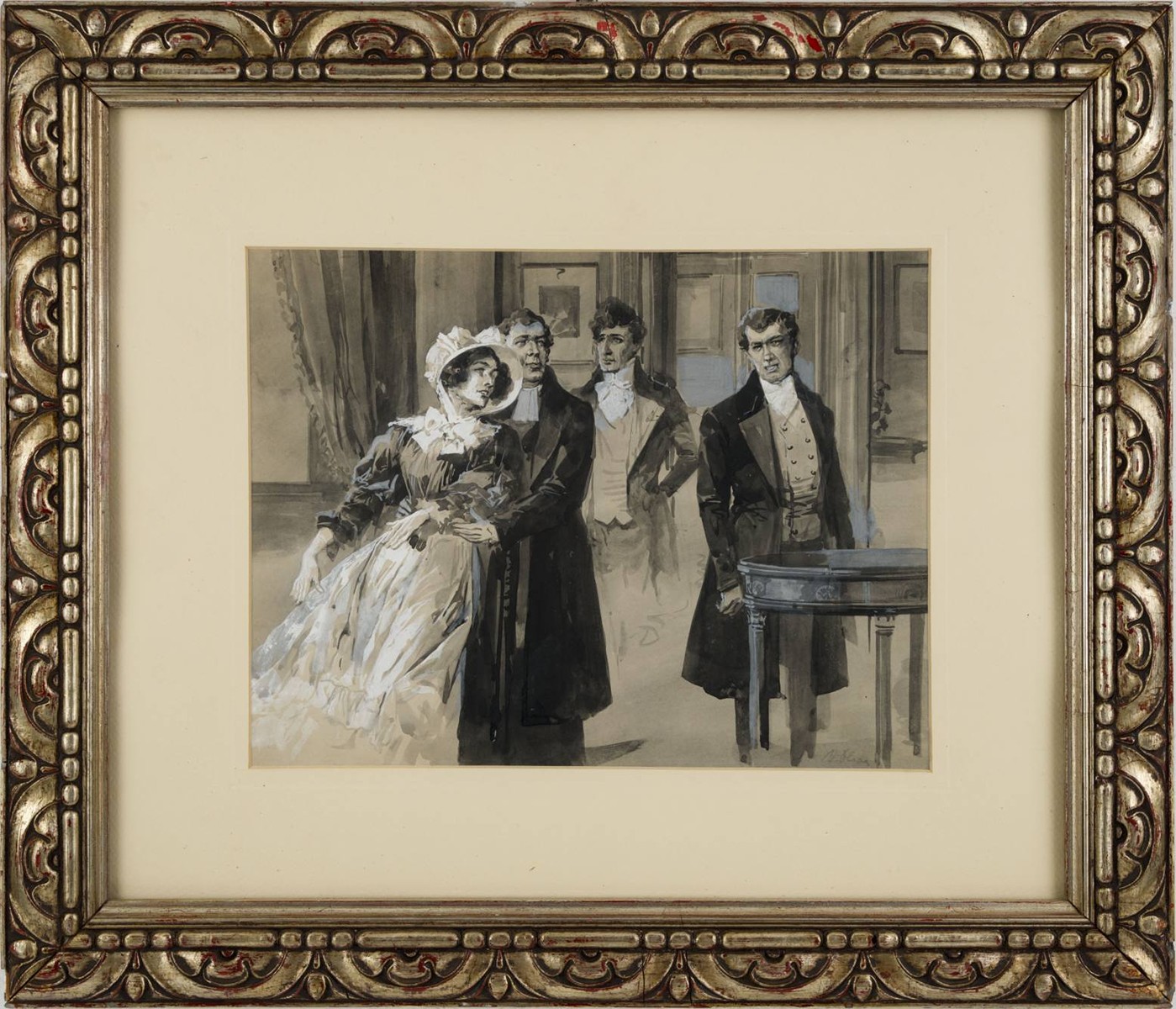 Viktor Oliva (1861-1928) - ČTYŘI POSTAVY V INTERIÉRU