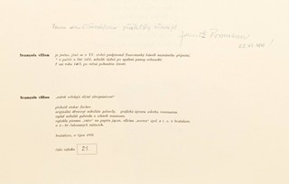 François Villon (1429-1463) Mikuláš Galanda (1895-1938) - "NÁŘEK NĚKDEJŠÍ SLIČNÉ ZBROJMISTROVÉ"