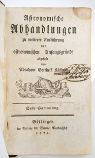 Abraham Gotthelf Kästner (1719-1800) Vandenhoeck & Ruprecht, vdova Vandenhoeková - ASTRONOMISCHE ABHANDLUNGEN