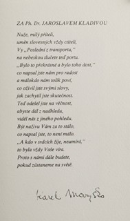 Josef Jíra (1929-2005) Oldřich Hamera (1944-2021) - IN MEMORIAM JAROSLAVU KLADIVOVI