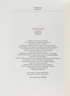 Vladimír Komárek (1928-2002) Bohuslav Martinů (1890-1959) - MYŠLENKY O SMYSLU UMĚLECKÉ TVORBY