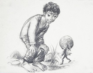 Míla Doleželová (1922-1993) - SOUBOR ČTRNÁCTI KRESEB KE KNIZE ZPÍVAJÍCÍ HOUSLE - CIKÁNSKÉ POHÁDKY