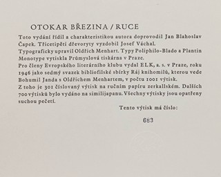 Otokar Březina (1868-1929) Josef Váchal (1884-1969) - RUCE, SBÍRKA BÁSNÍ A OBRAZOVÁ PŘÍLOHA
