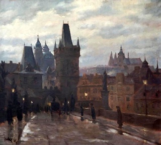 Stanislav Feikl (1883 - 1933) - Večerní pohled na Karlův most