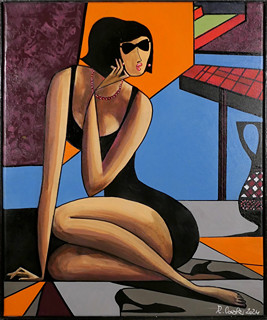 Robert Cook (1952-) - Lady with sunglasses