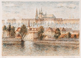 Josef Štefan Maleček 1890 - 1983 - Pohled na Pražský hrad