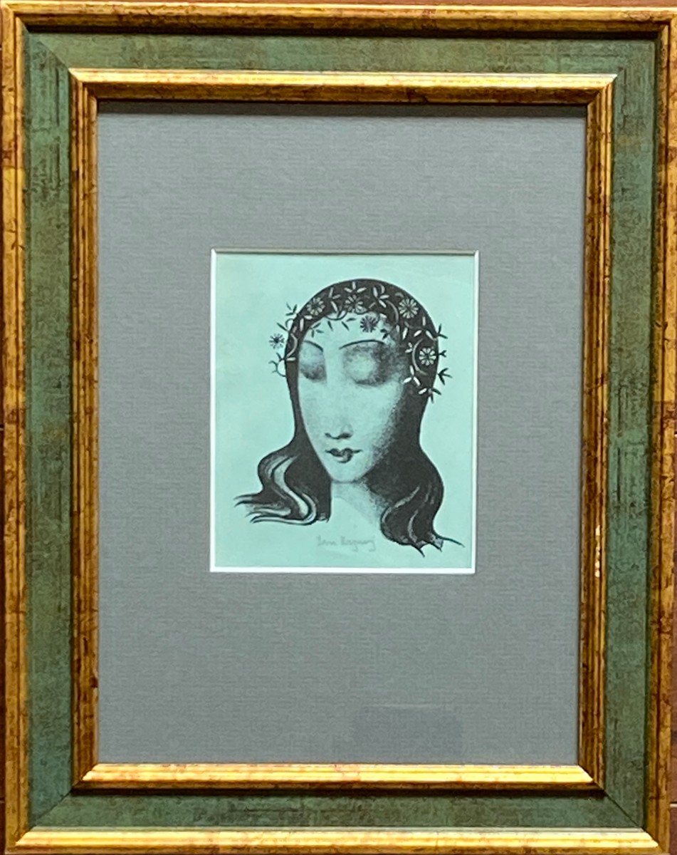 Jan Zrzavý (1890 - 1977) - Girl's Head with a Floral Wreath