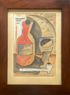 Emil Filla (1882 - 1953) - Still Life with a Bottle of Rum and a Pipe