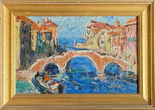 Leopold Musil (1920 - 1997) - Bridge in a Seaside Town