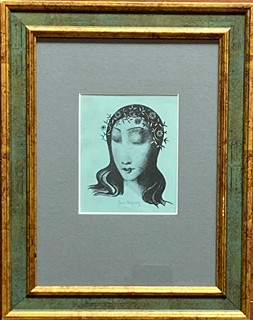 Jan Zrzavý (1890 - 1977) - Girl's Head with a Floral Wreath