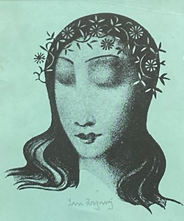 Jan Zrzavý (1890 - 1977) - Girl's Head with a Floral Wreath