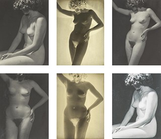 Konvolut čtyř originálních fotografií aktů a dvou negativů