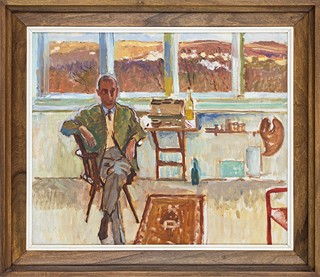 Painter Kamil Lhoták in Bartovský's studio