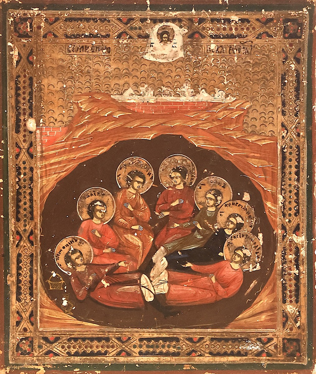 19th Century Russian Icon - Russian Icon of the Seven Sleepers of Ephesus
