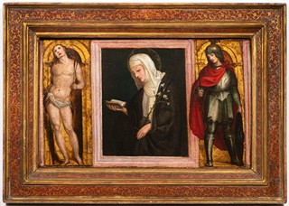 Florentine master, first half of the 16th century. - St Catherine of Siena between St Sebastian and a soldier saint (St Demetrios?)