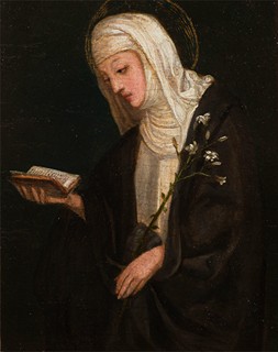Florentine master, first half of the 16th century. - St Catherine of Siena between St Sebastian and a soldier saint (St Demetrios?)