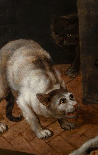 Frans Snyders (Flemish, 1579–1657) Attributed - A Guarding Dog and Two Cats