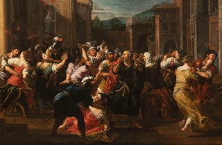 Johann Heiss (Memmingen 1640–1704 Augsburg). -
"An Architectural Capriccio with the Rape of the Sabine Women"