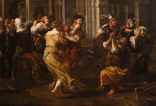 Johann Heiss (Memmingen 1640–1704 Augsburg). -
"An Architectural Capriccio with the Rape of the Sabine Women"