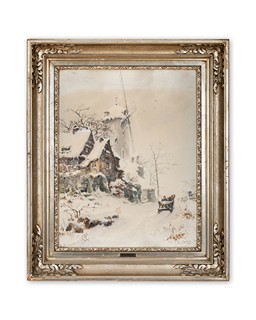 Bohumír František Zvěřina (1835 - 1908) - Zimní krajina s větrným mlýnem