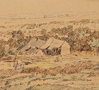 Stanislav Lolek (1873 - 1936) - Pohled na stavení v krajině