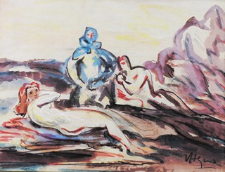 HEJNA Václav (1914-1985) - Pozorovaný ležící dívčí akt.