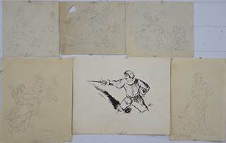 VERIS Jaroslav ZAMAZAL (1900-1983) - Konvolut pěti studijních kreseb a PF 1937.