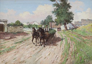 Antonín Augusta (1891 - 1940) -  Povoz na návsi