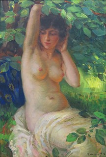 Bohumil Mareček (1884 - 1962) - Poloakt v zeleni