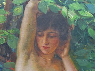 Bohumil Mareček (1884 - 1962) - Poloakt v zeleni