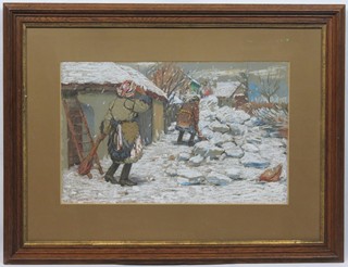 Antoš Frolka (1877 - 1935) - Zimní motiv – odklízení sněhu