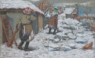 Antoš Frolka (1877 - 1935) - Zimní motiv – odklízení sněhu
