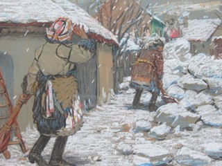 Antoš Frolka (1877 - 1935) - Zimní motiv – odklízení sněhu