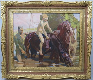 Ludvík Vacátko (1873 - 1956) - Plavení koní