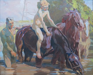 Ludvík Vacátko (1873 - 1956) - Plavení koní