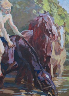 Ludvík Vacátko (1873 - 1956) - Plavení koní