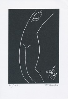 František Peterka (1920 - 2007 - Diptych dvou grafik - Akt exl SM / Noc u jezera