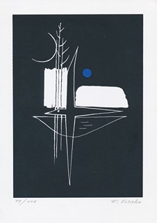 František Peterka (1920 - 2007 - Diptych dvou grafik - Akt exl SM / Noc u jezera