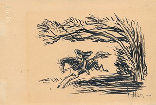 Eduard Milén (1891-1976) - Postava a kůň v trysku (ilustrace k básni)