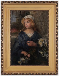 Vlaho Bukovac (1855 - 1922) - Dívka s chryzantémami
