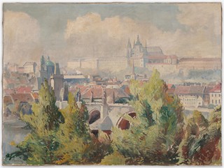  Josef Svoboda  - Pohled na Hradčany a Karlův most - Velký fotmát !