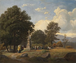PROCESSION NEAR A WAYSIDE SHRINE